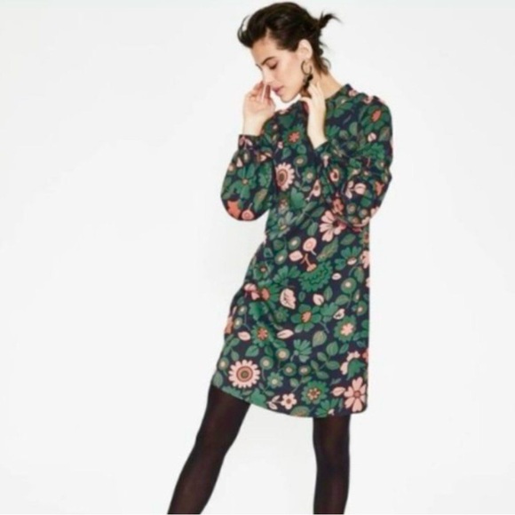 *NWT* BODEN Christobel Long Sleeve Shift in Black Floral Multi — 6 - Picture 5 of 6